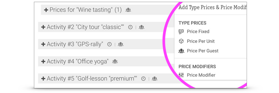 Standard type prices & price adjustments