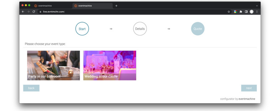 Pre-selection of event types
