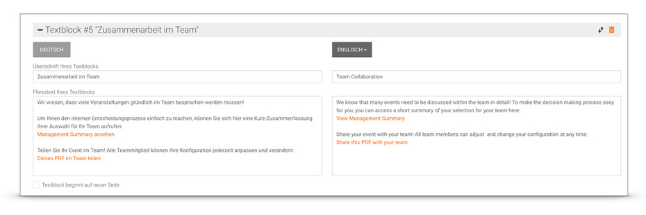 Smarte Links in Textblöcken verwenden