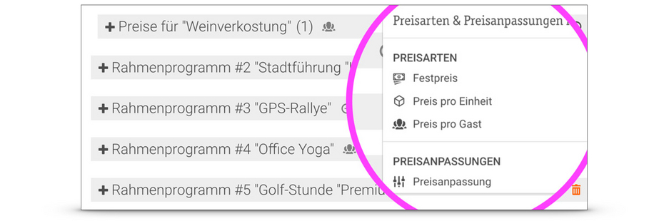 Standard Preisarten & Preisanpassungen